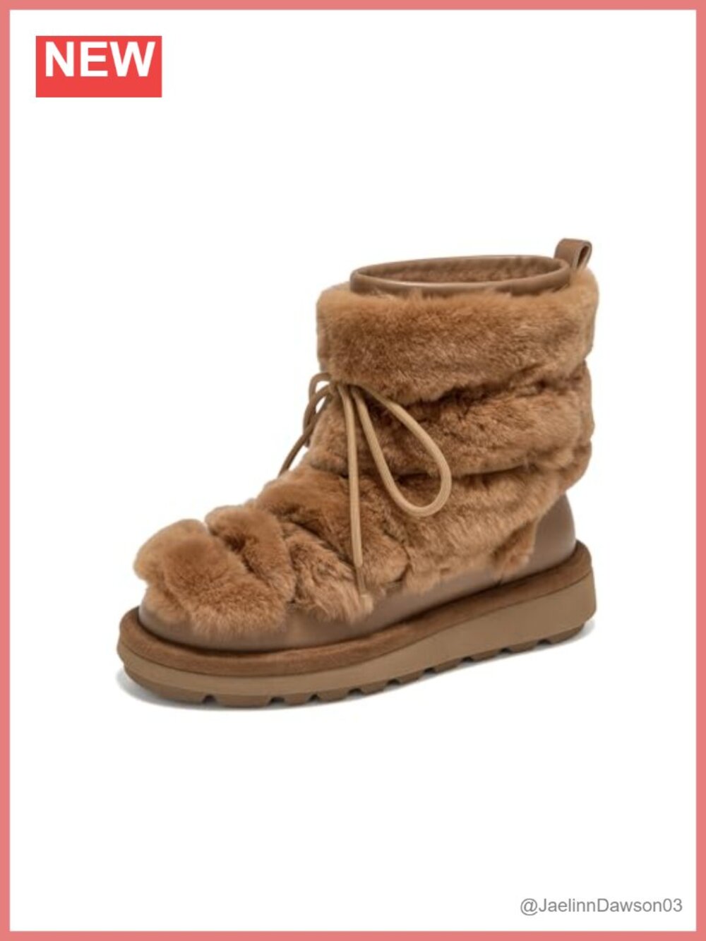Genuine Fur Lined Women's Warm Fuzzy Cow Leather Lace Up Winter Snow Boots